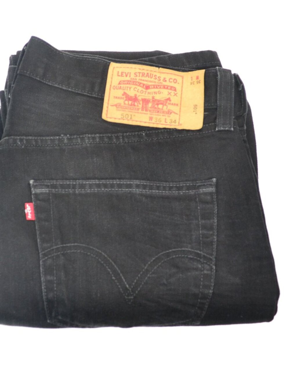 Levi's 501 Men's Size W36 L34 Black Button Fly Classic Fit Denim Jeans